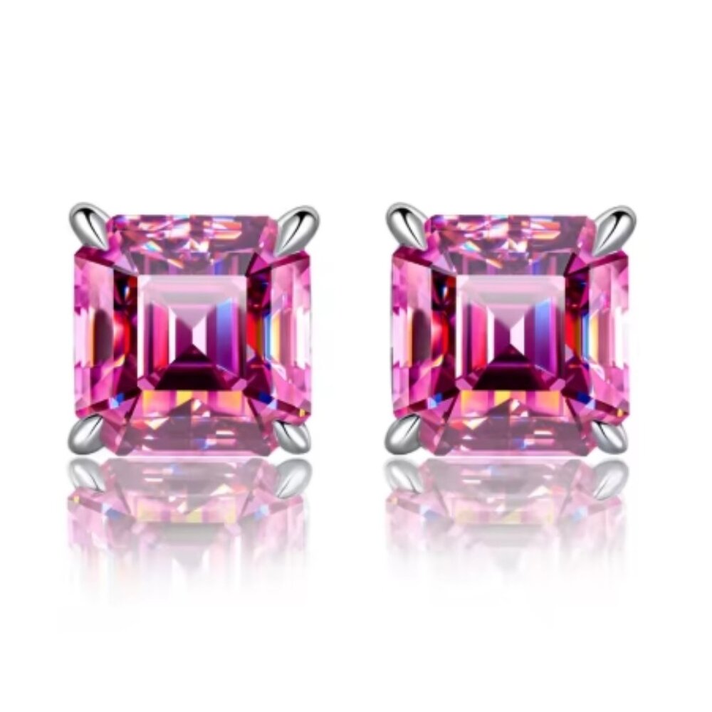 Pink Moissanite Earrings, Women's Earrings, Jewelry, Women's Studs, Gift Idea